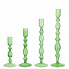 Glass Taper Candlestick Holders | Set of 3 Handmade Groovy & Wavy Styles for Home & Events