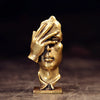 Abstract Metal Hand Face Figurine Sculpture