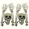 Skeleton Skull & Hand Garden Ground Stakes | Halloween Yard Decor