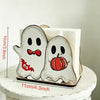 Ghost & Pumpkin Wooden Tissue Holder