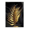 Gold Leaves Abstract Canvas Wall Art | Modern Black & Gold Print
