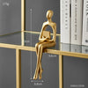Gold Thinker Resin Sculpture | Modern Bookshelf & Desk Figurine