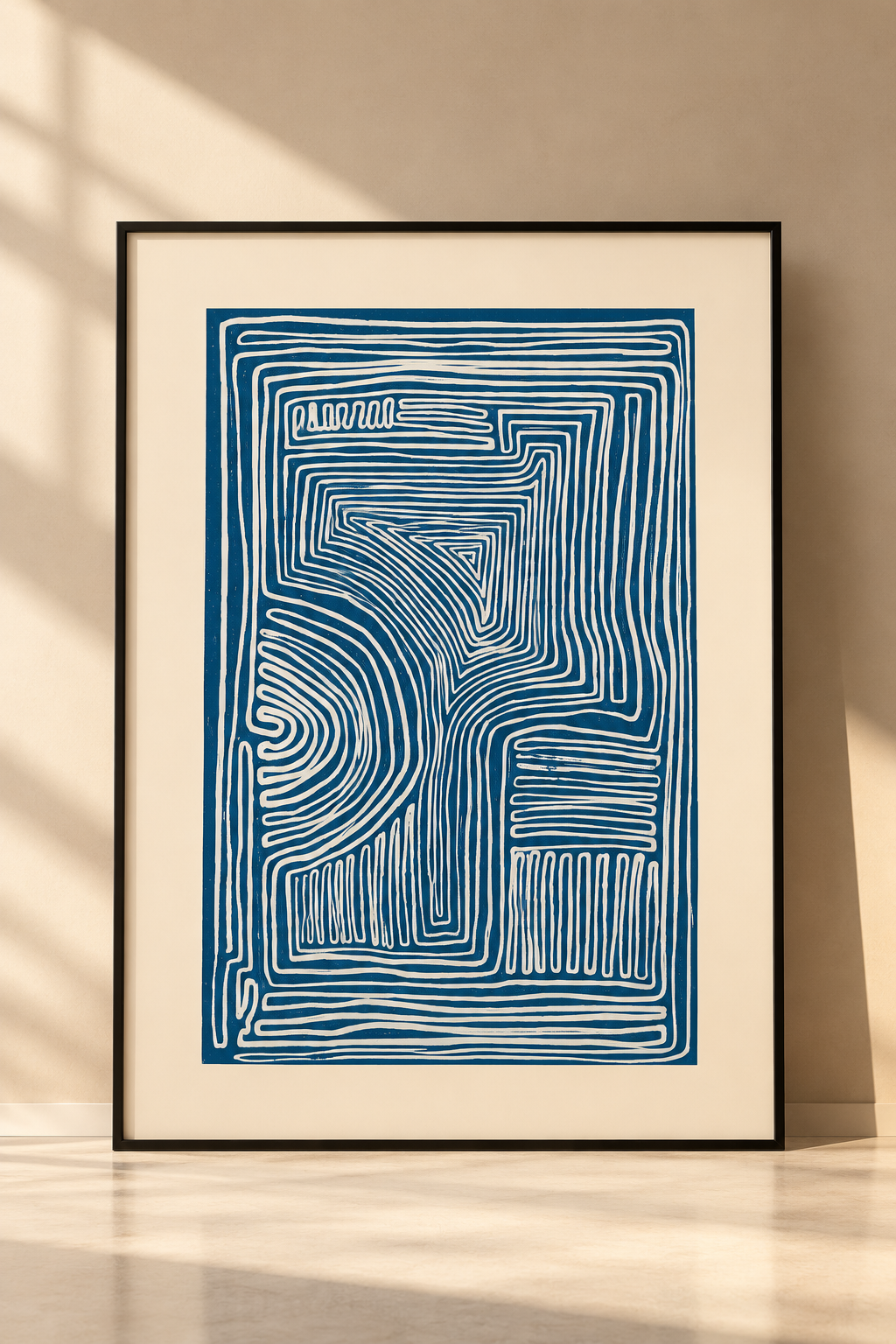 Blue Abstract Line Art Canvas Print