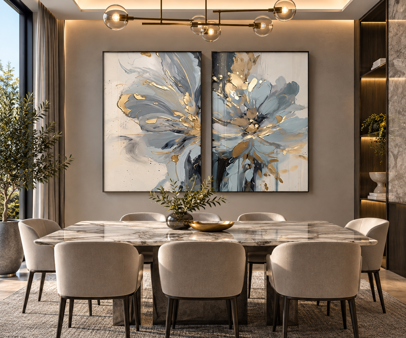 Abstract Blue Floral Canvas Print