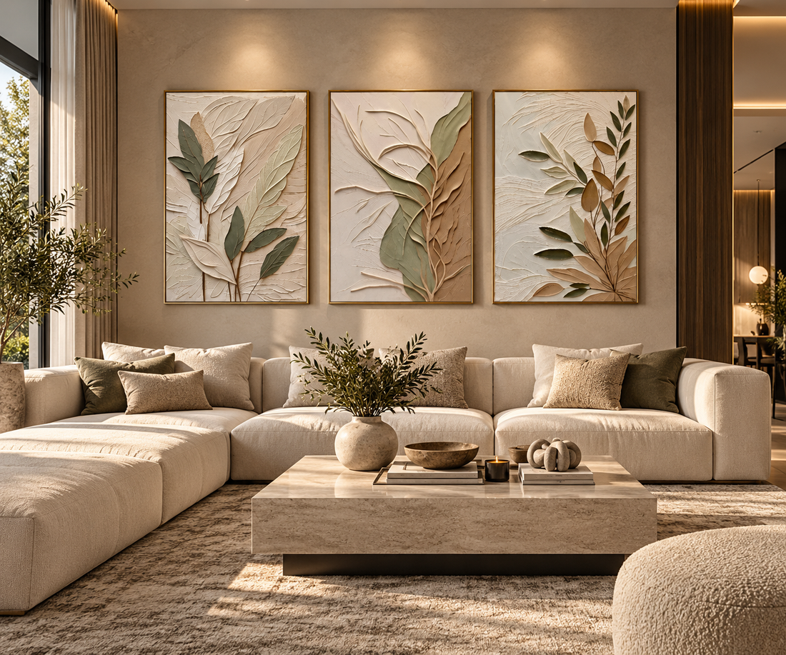 Botanical Triptych Canvas Print Set | Sage Green Wabi-Sabi