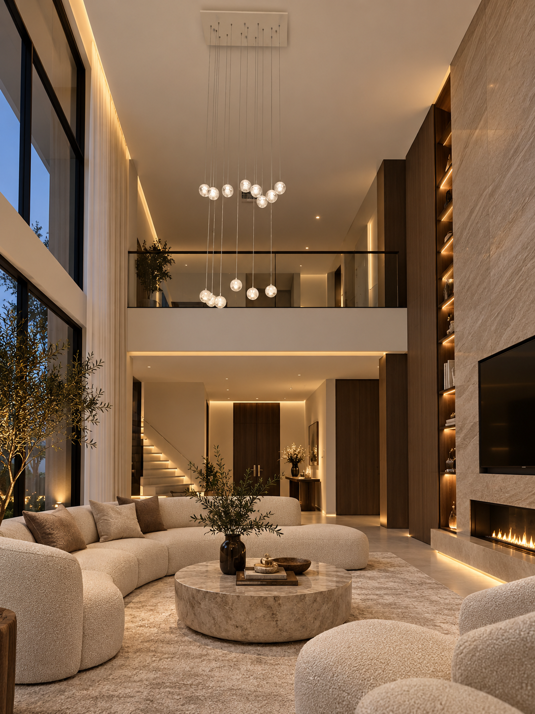 Crystal Ball Spiral Chandelier – LED Staircase & Living Room Ceiling Light