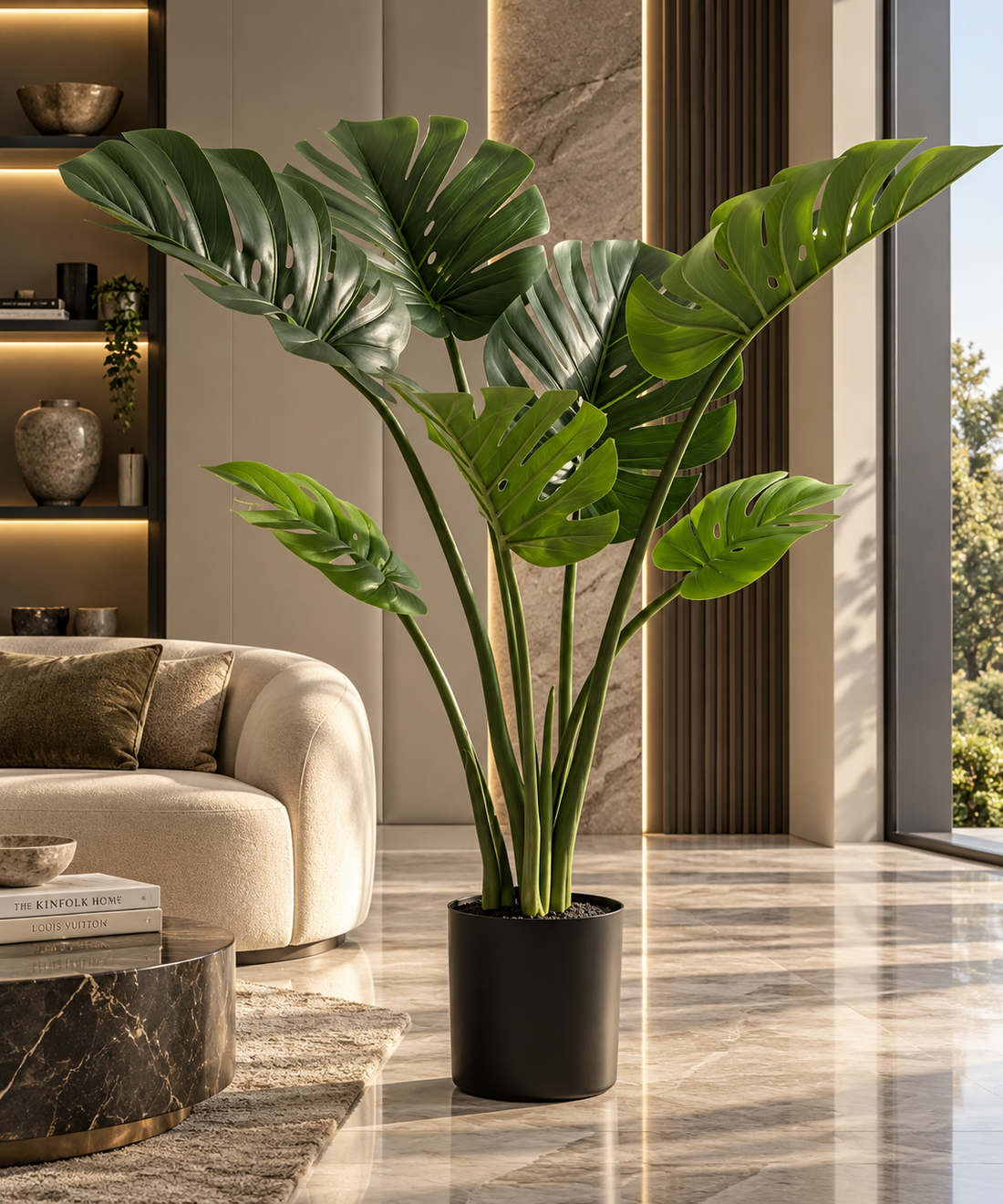 Artificial Monstera Plant with Decorative Pot