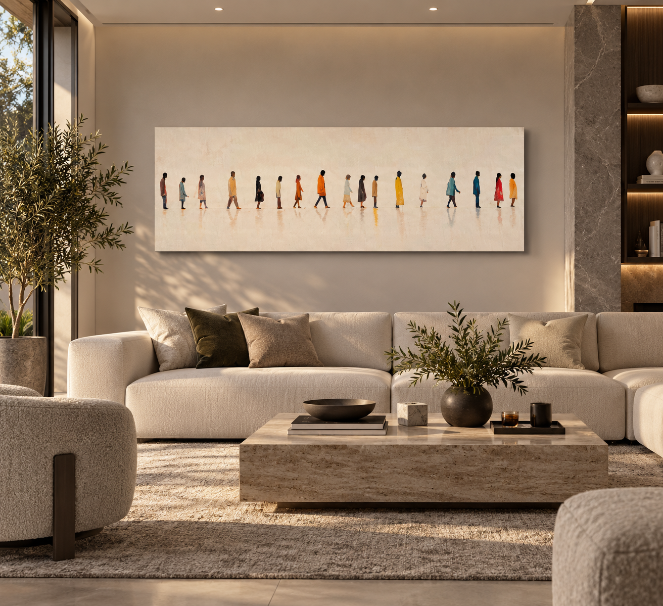 Abstract Figurative Canvas Print – People Walking