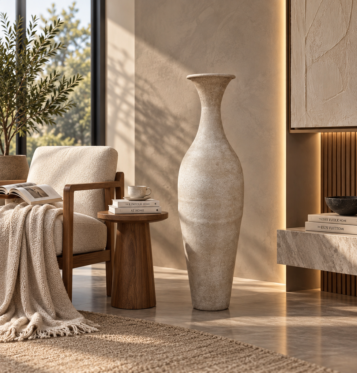 Rustic Tall Narrow-Neck Floor Vase