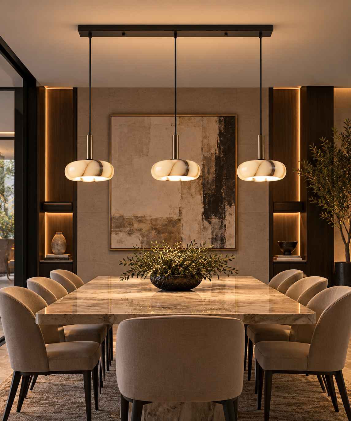 Luxury Black Stone-Style Pendant Light