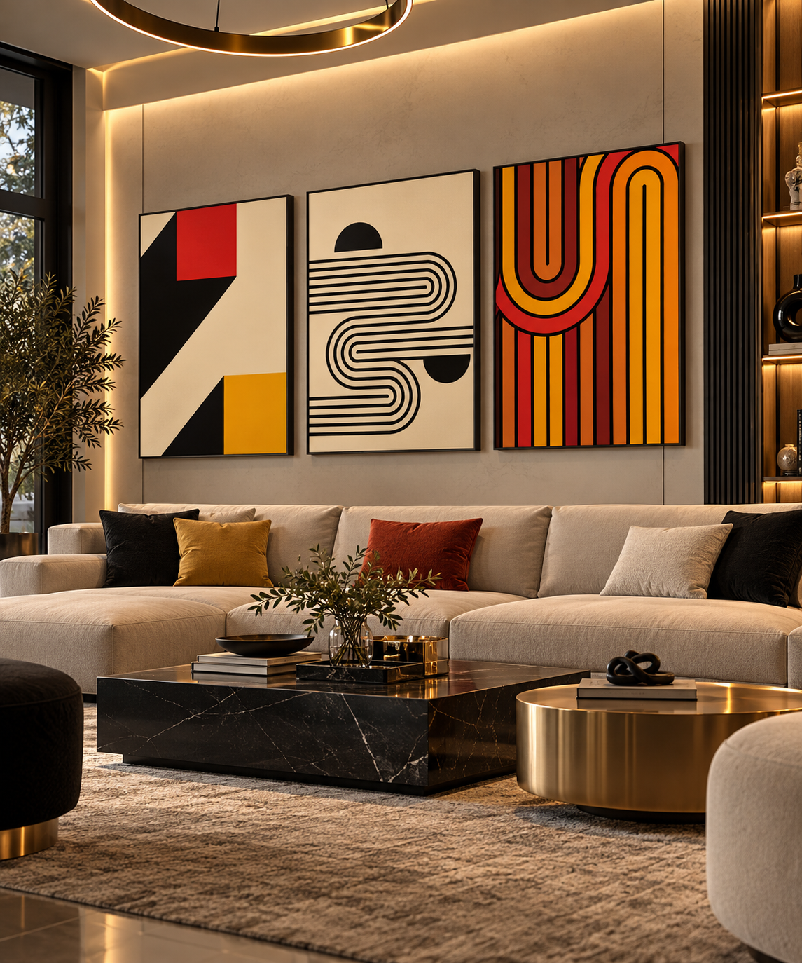Abstract Geometric 3-Piece Framed Canvas Wall Art