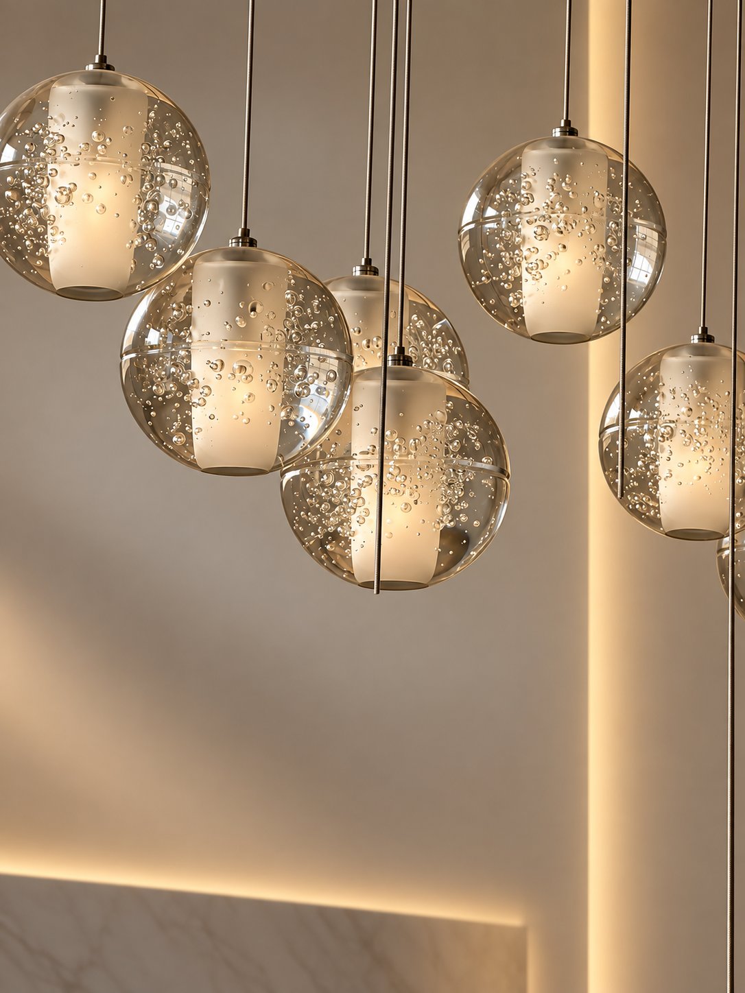 Crystal Ball Spiral Chandelier – LED Staircase & Living Room Ceiling Light