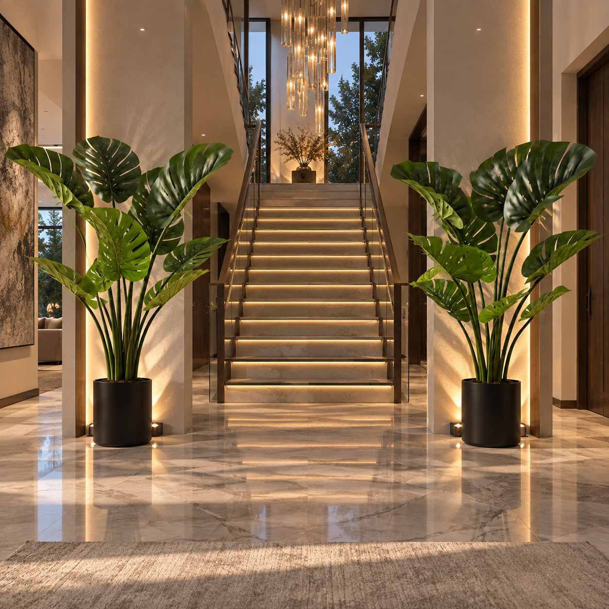 Artificial Monstera Plant with Decorative Pot