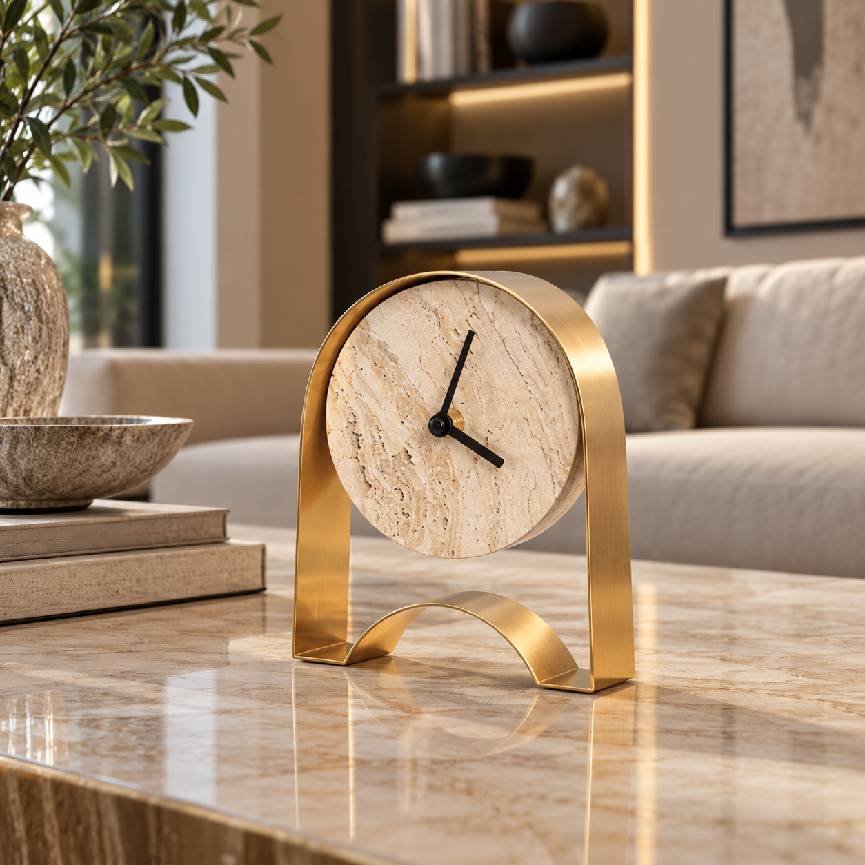 Modern Obsidian Tabletop Clock