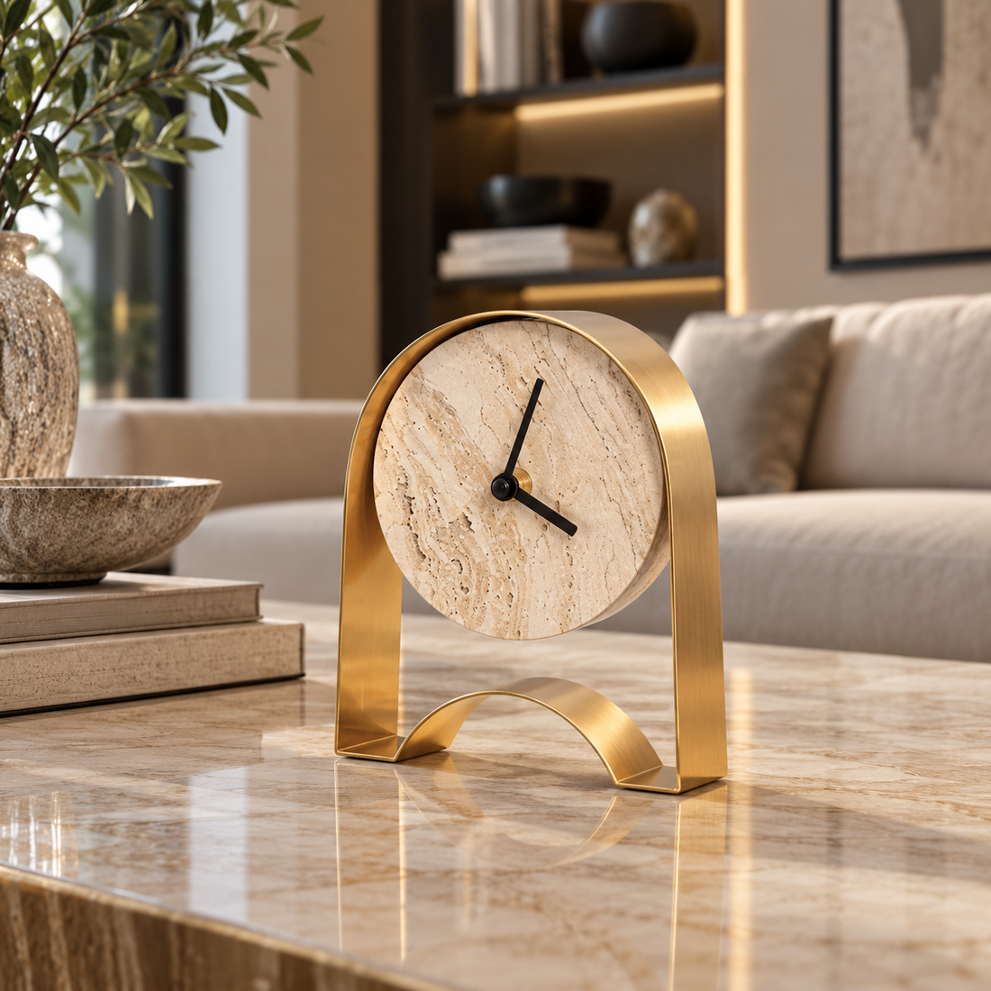 Modern Obsidian Tabletop Clock