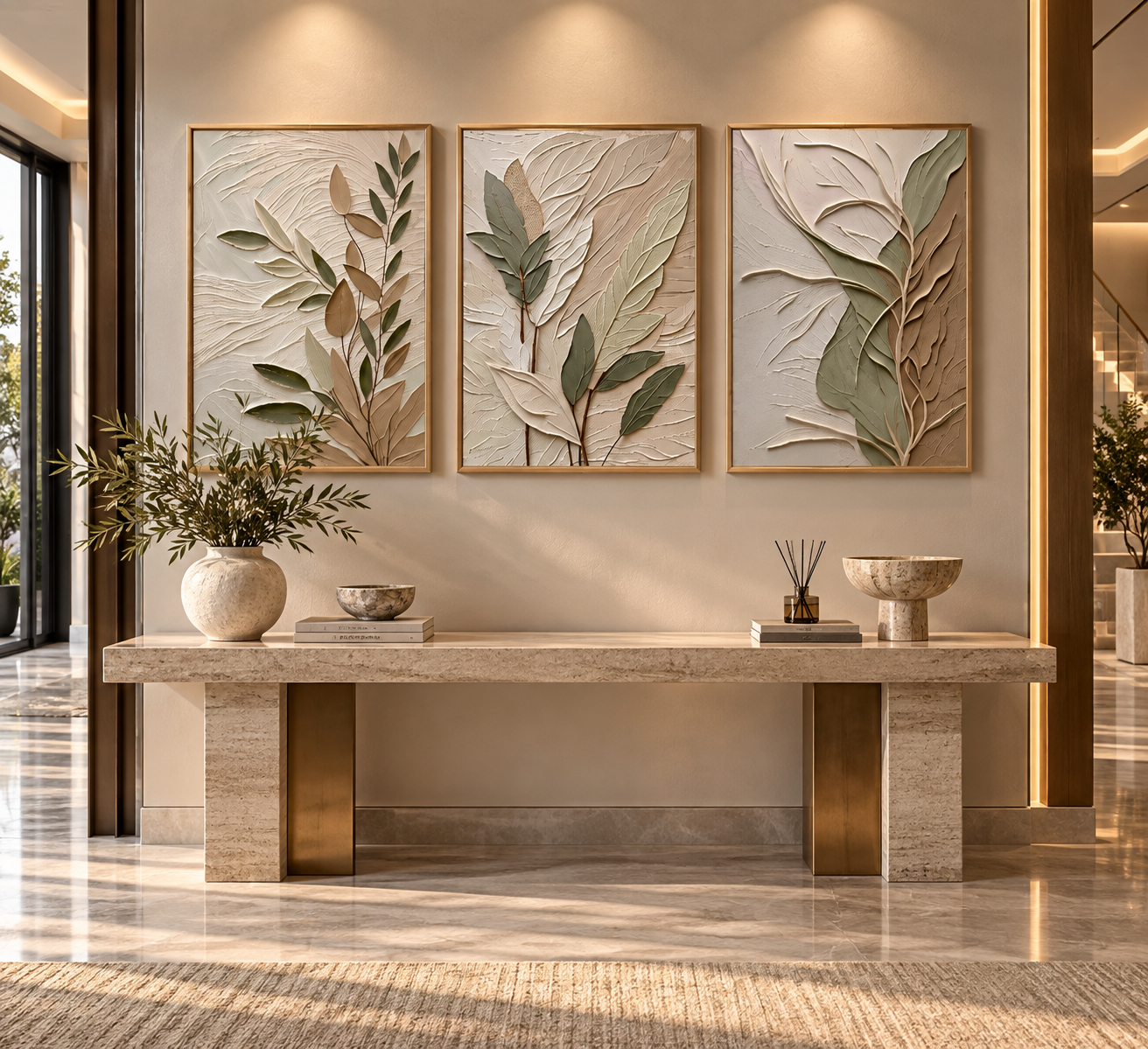 Botanical Triptych Canvas Print Set | Sage Green Wabi-Sabi