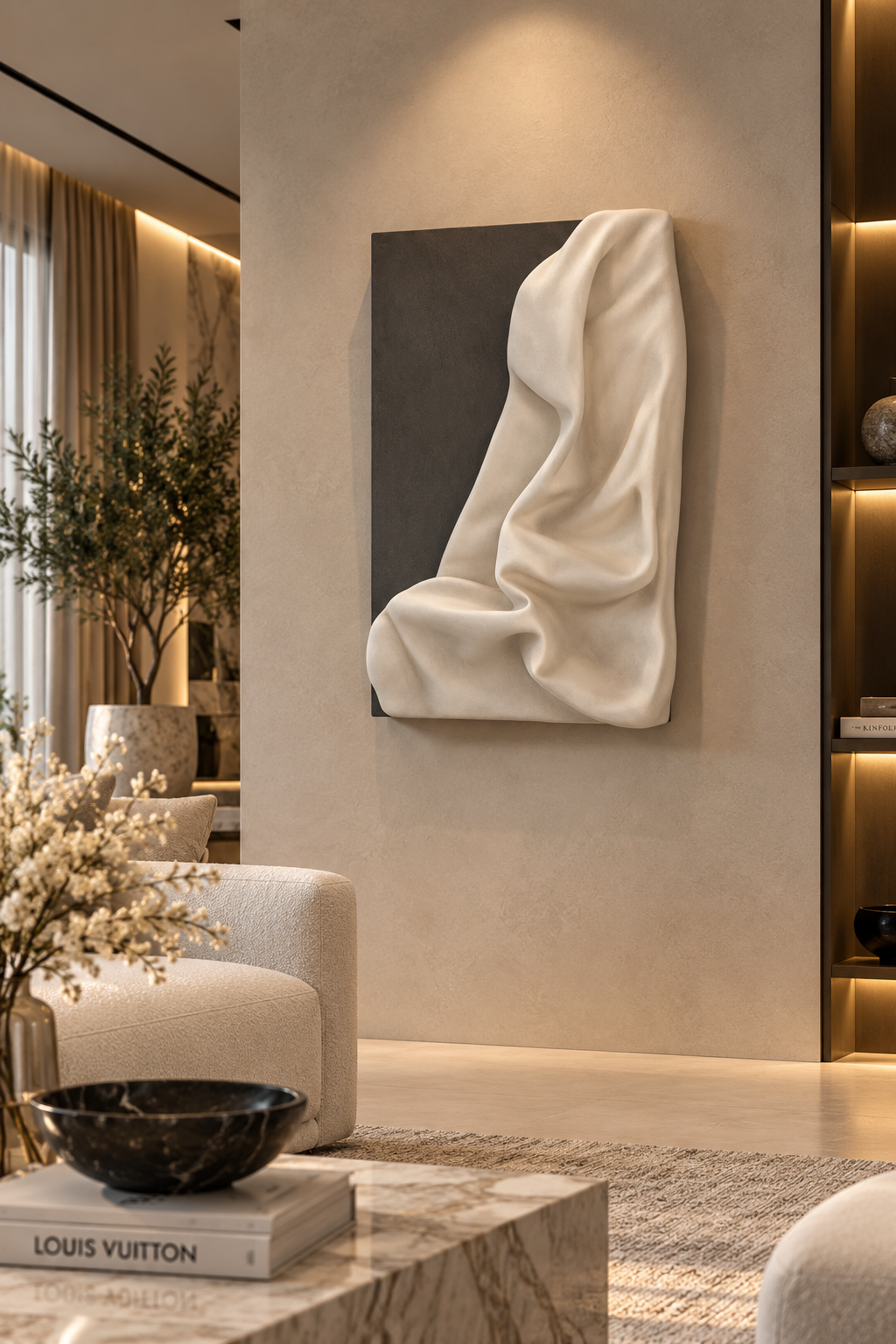 Abstract Minimalist Wall Mural – Composite Resin Hanging Art