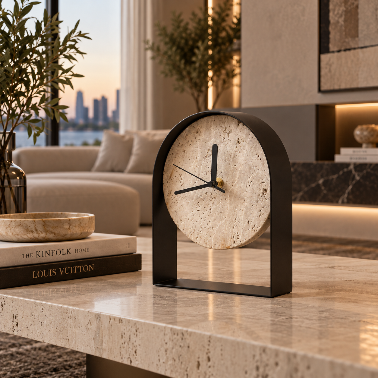 Modern Obsidian Tabletop Clock