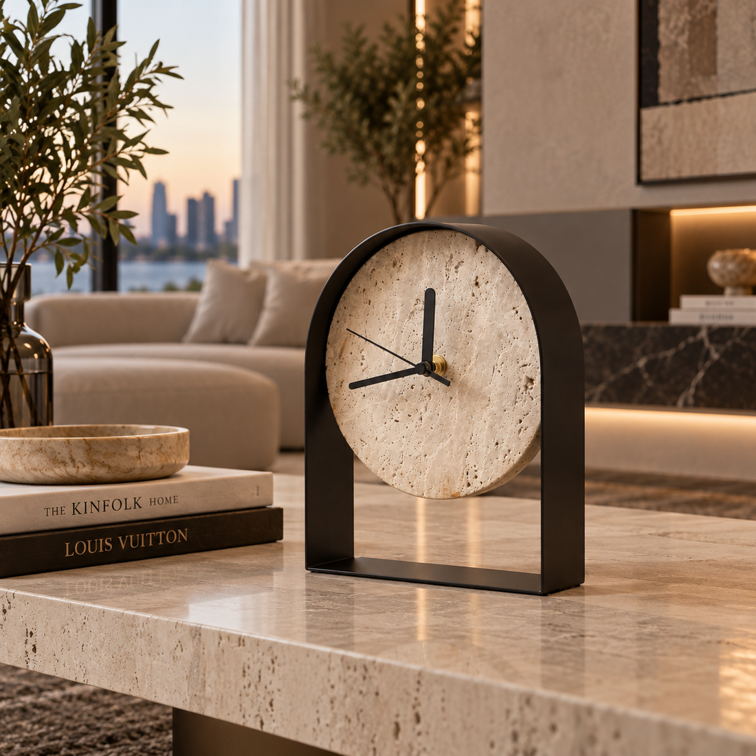 Modern Obsidian Tabletop Clock