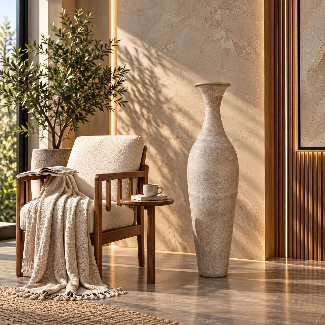Rustic Tall Narrow-Neck Floor Vase