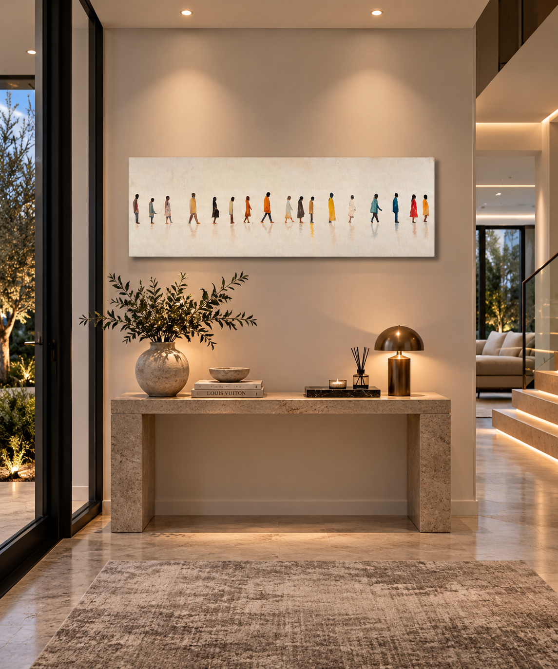 Abstract Figurative Canvas Print – People Walking