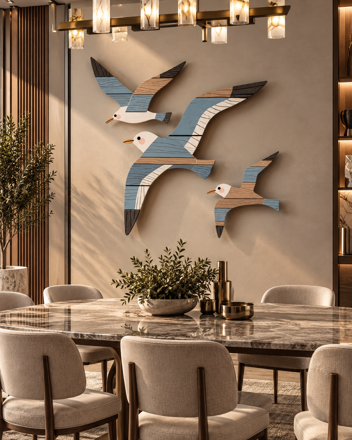 Rustic Seagull Wood Wall Art – Set of 3