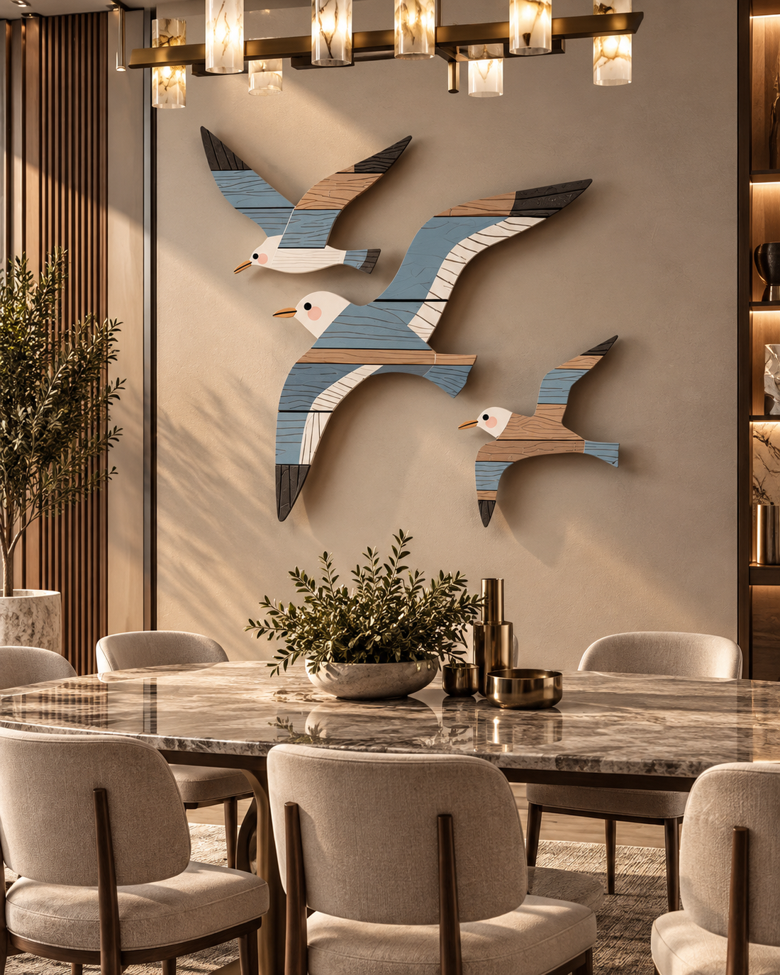 Rustic Seagull Wood Wall Art – Set of 3