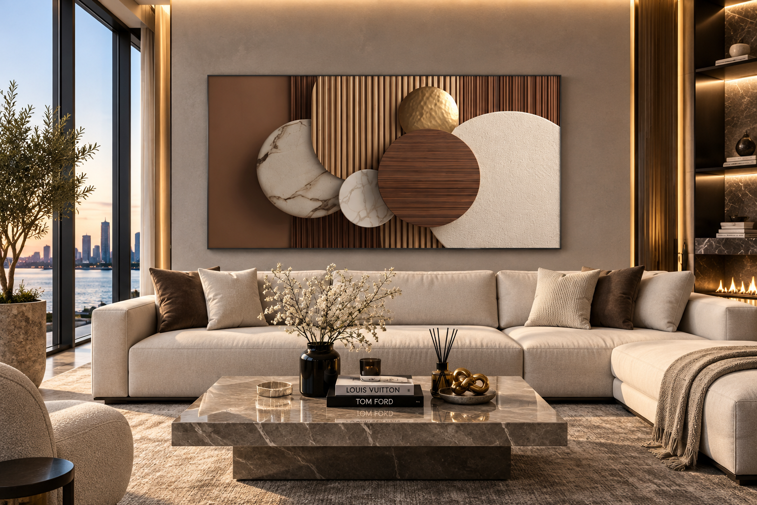 Large Abstract Neutral Canvas Wall Art Panel