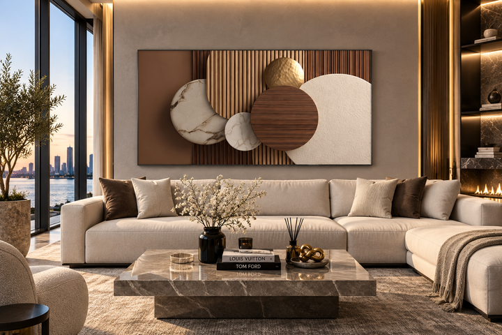 Large Abstract Neutral Canvas Wall Art Panel