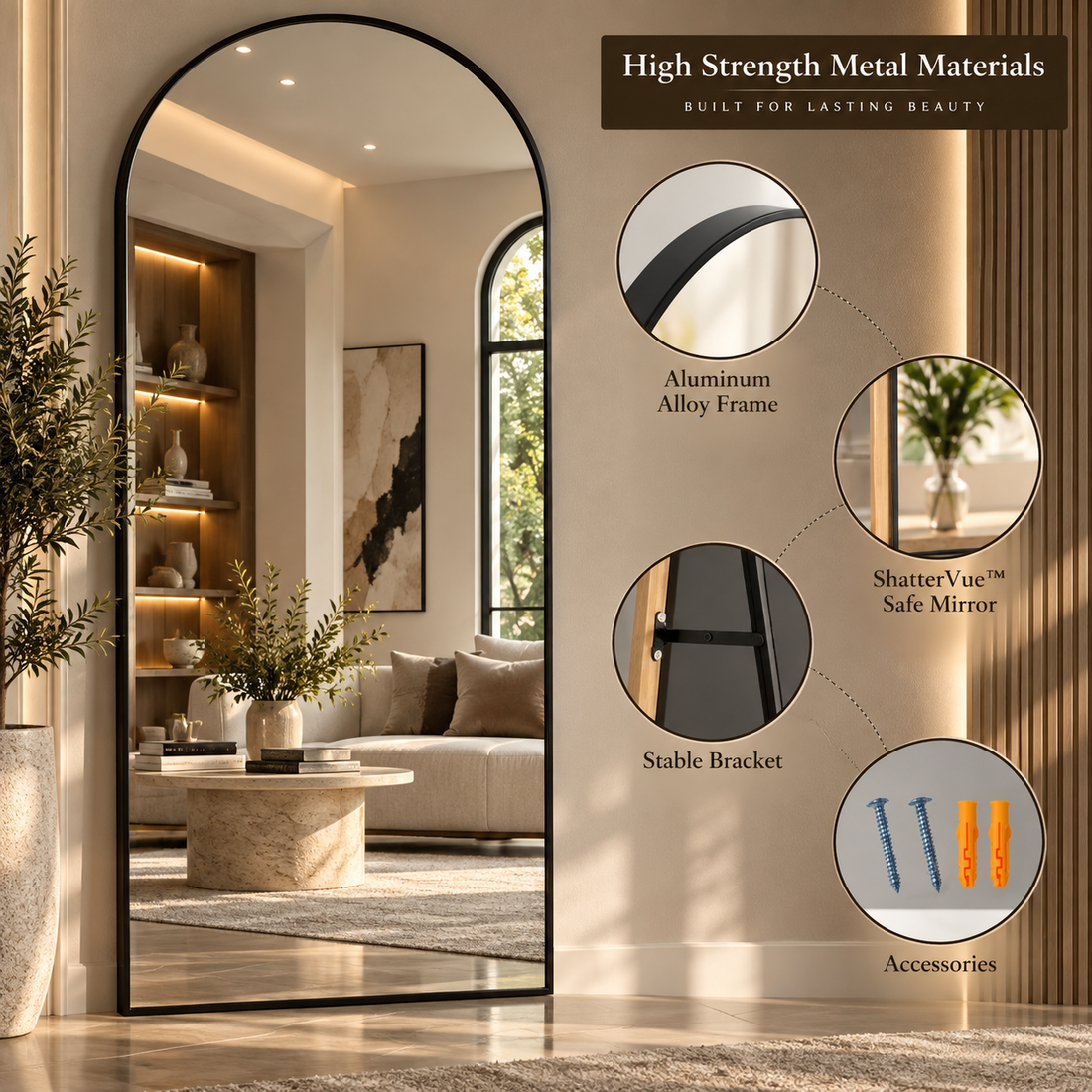Arched Full-Length Floor Mirror
