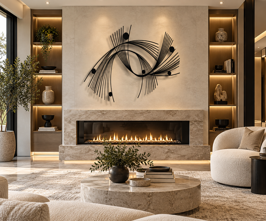 Abstract Geometric Metal Wall Art | Minimalist Linear Sculpture