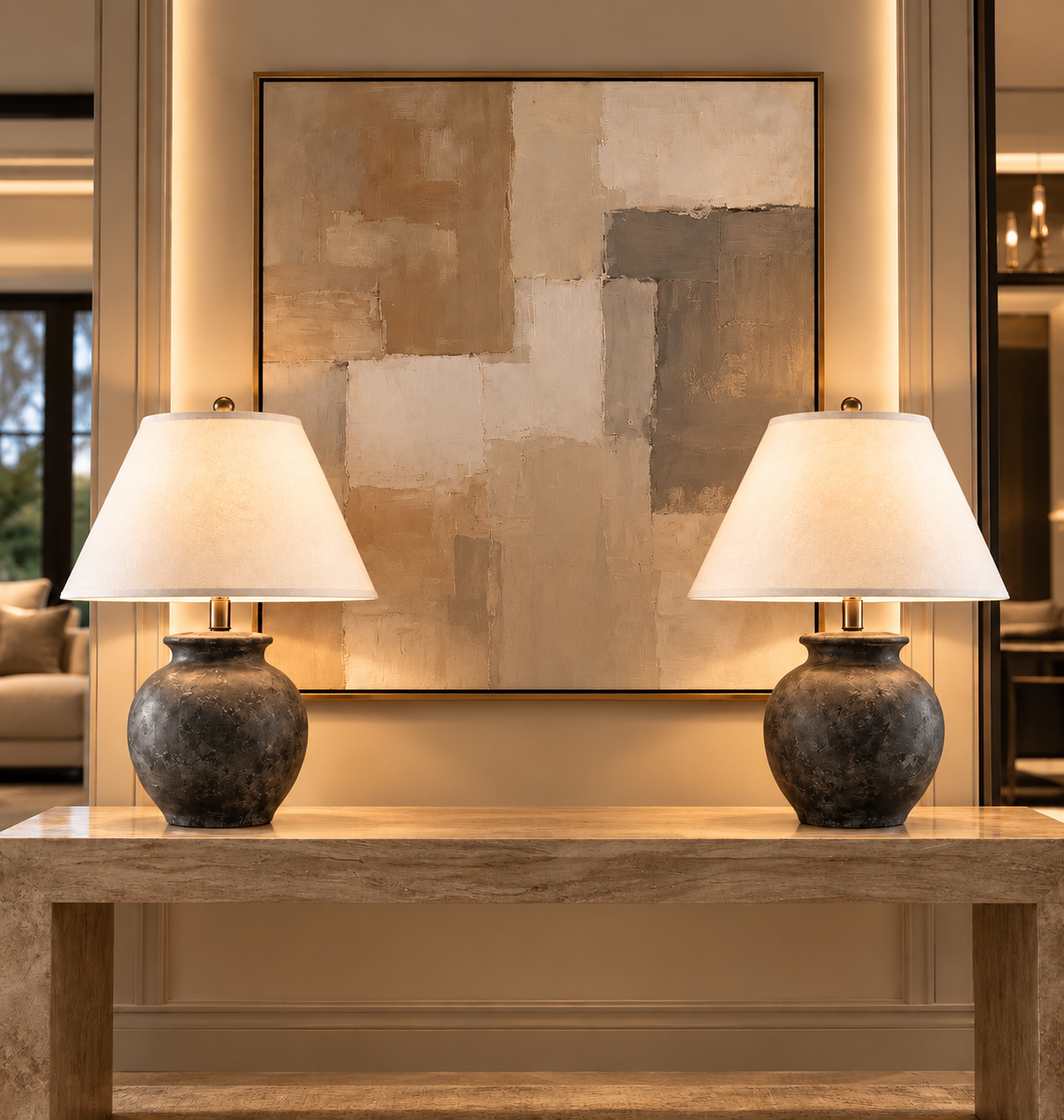 Ceramic Table Lamp with Linen Shade