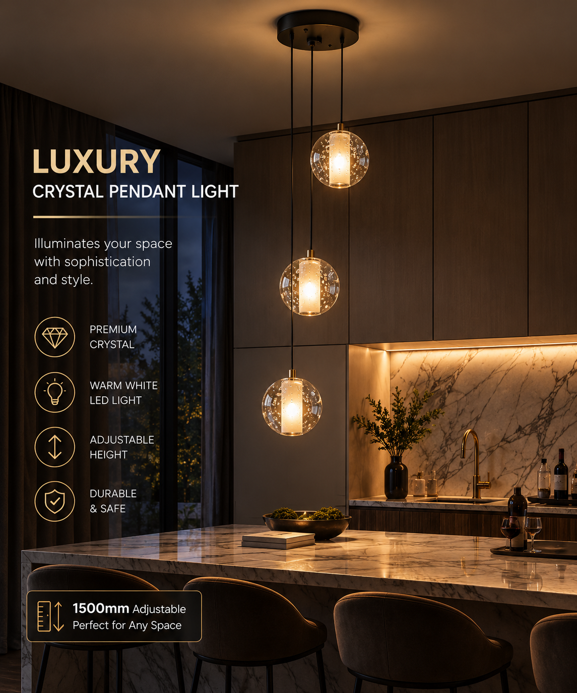 Crystal Ball Spiral Chandelier – LED Staircase & Living Room Ceiling Light