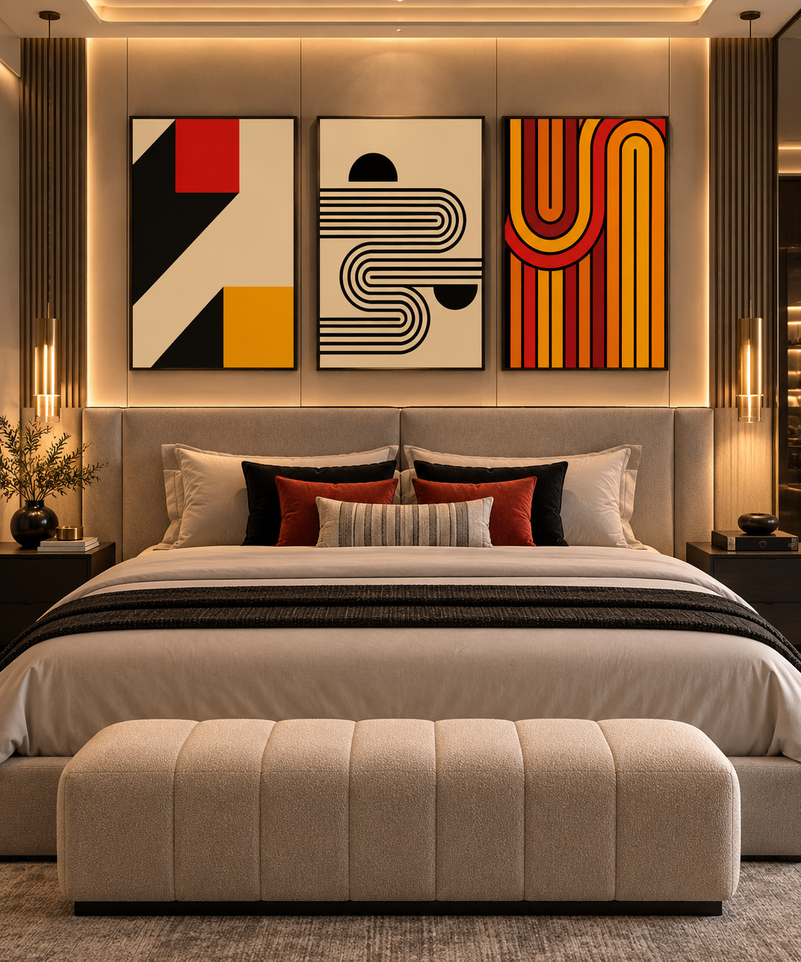Abstract Geometric 3-Piece Framed Canvas Wall Art