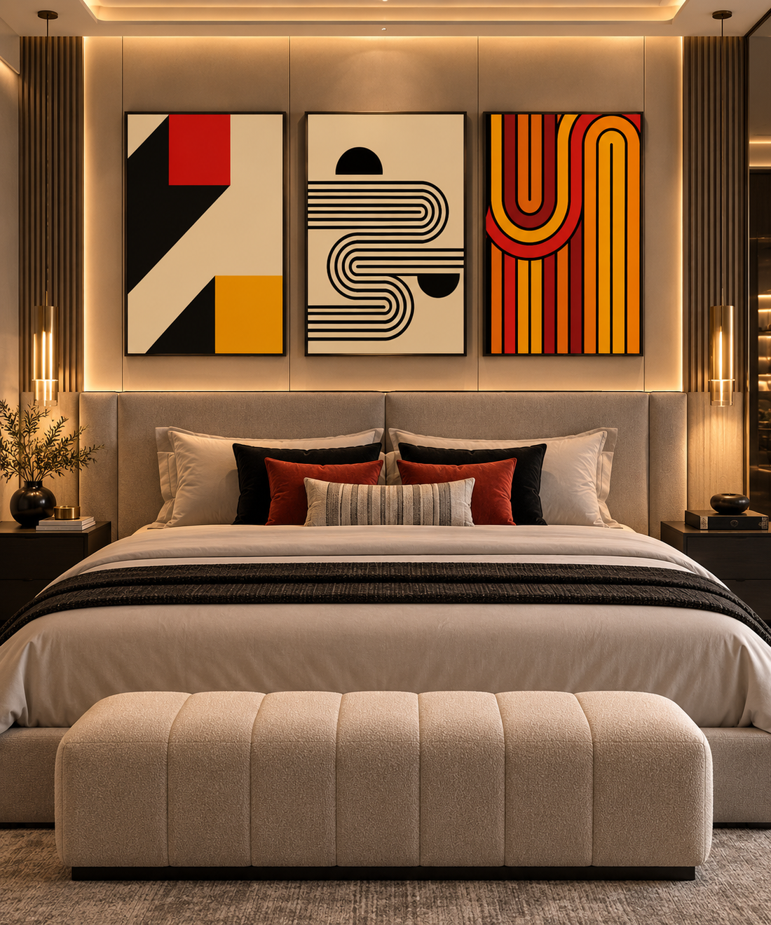 Abstract Geometric 3-Piece Framed Canvas Wall Art