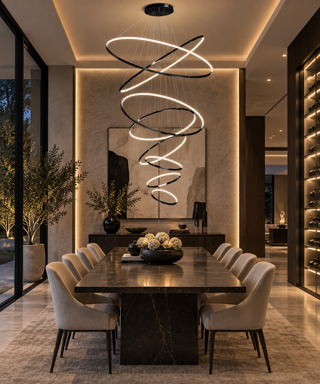 Multi-Ring LED Chandelier Pendant Light