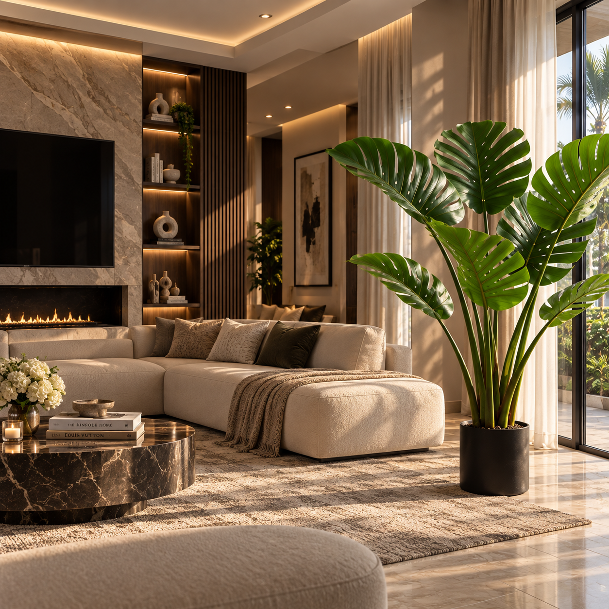 Artificial Monstera Plant with Decorative Pot