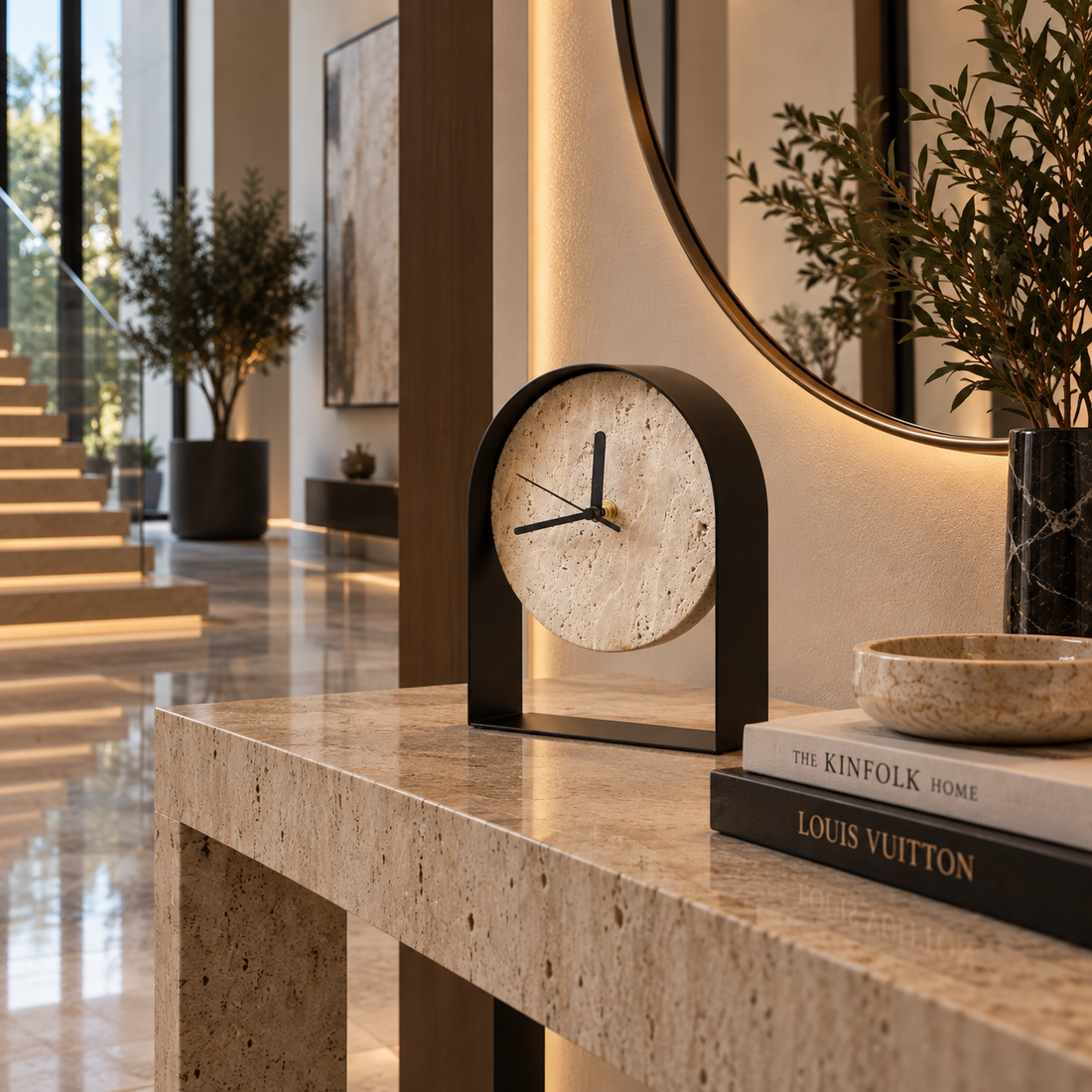 Modern Obsidian Tabletop Clock