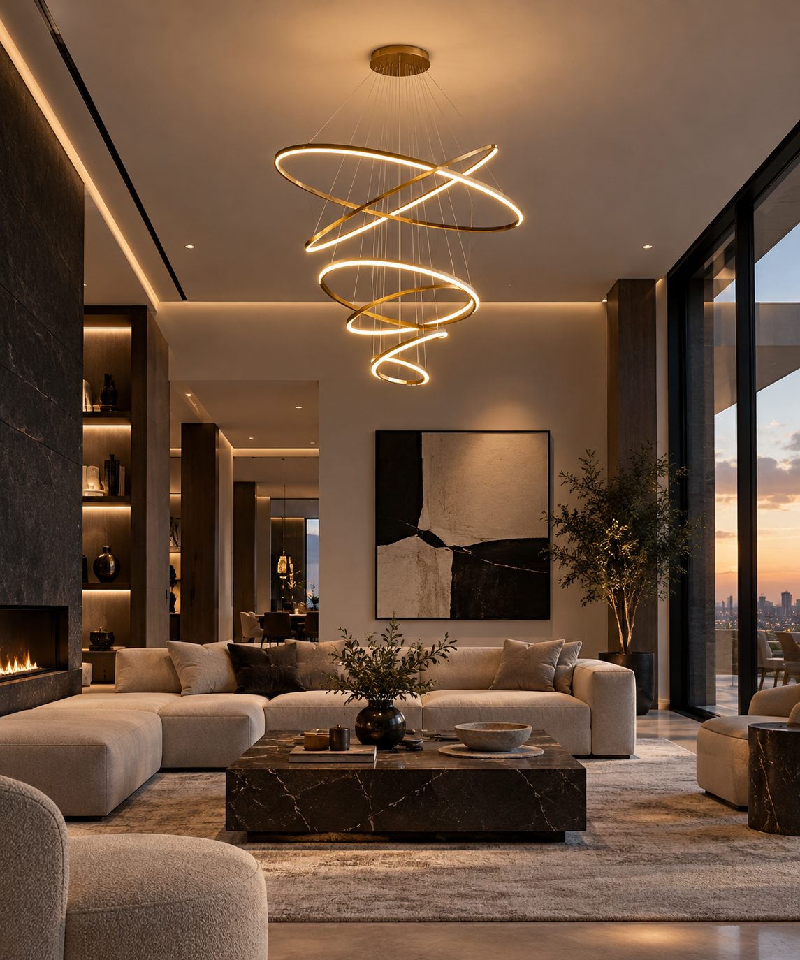Multi-Ring LED Chandelier Pendant Light