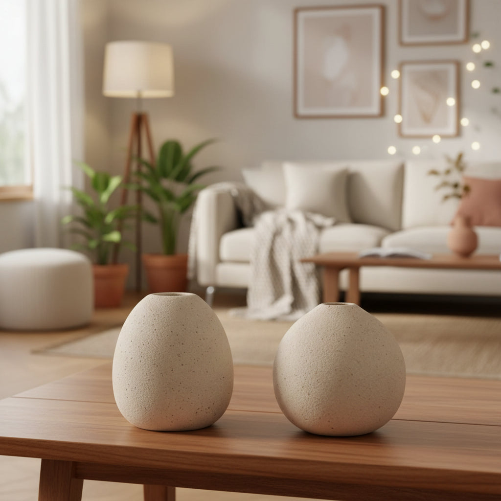 Boho Ceramic Tabletop Vase | Modern Floral Decor
