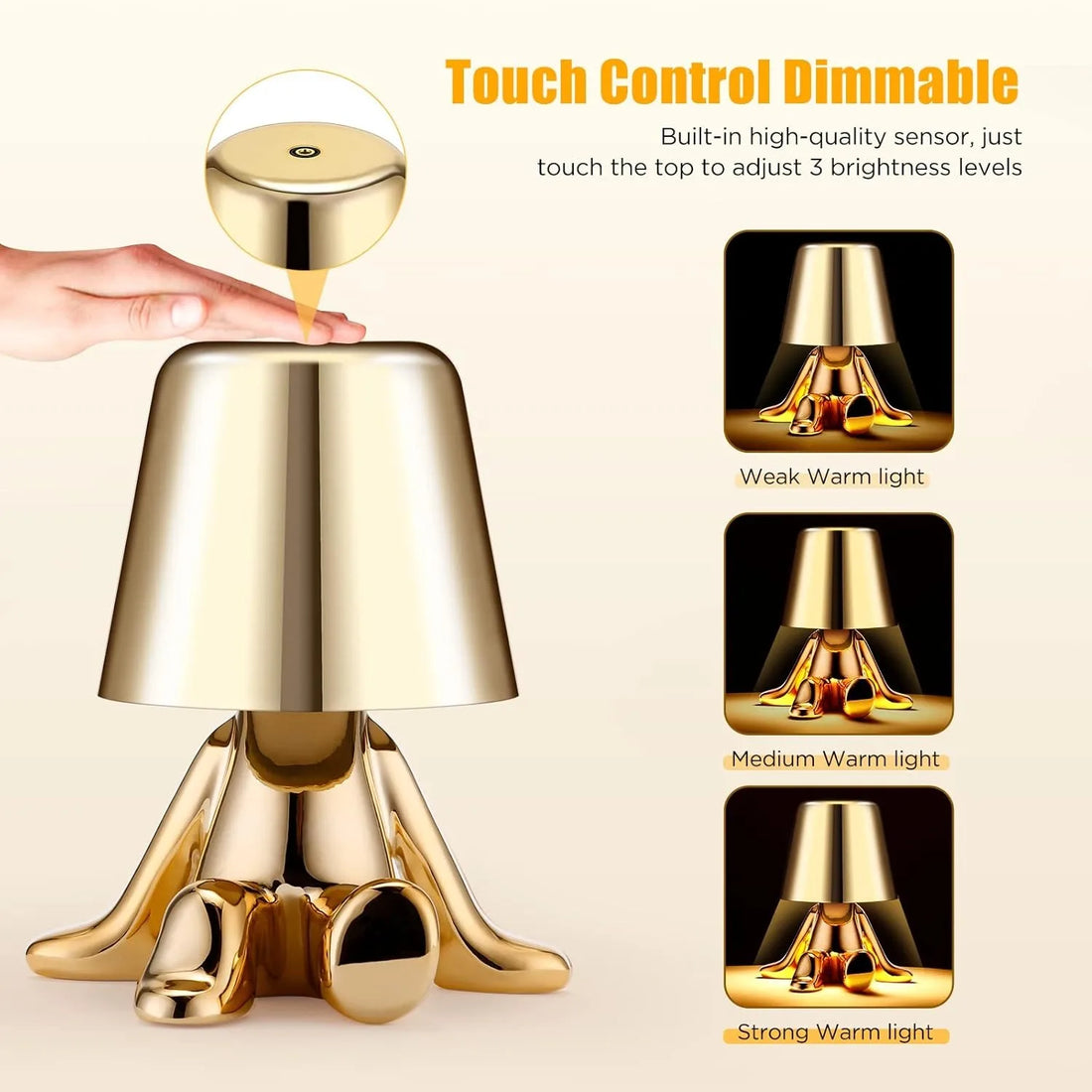 Golden Figurine Touch-Control LED Night Light