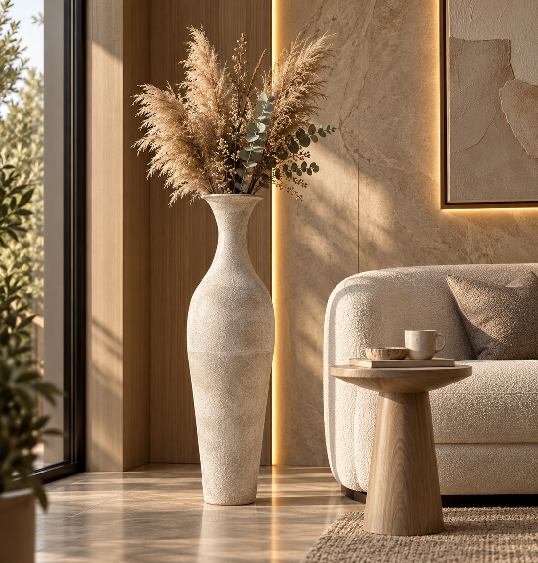 Rustic Tall Narrow-Neck Floor Vase