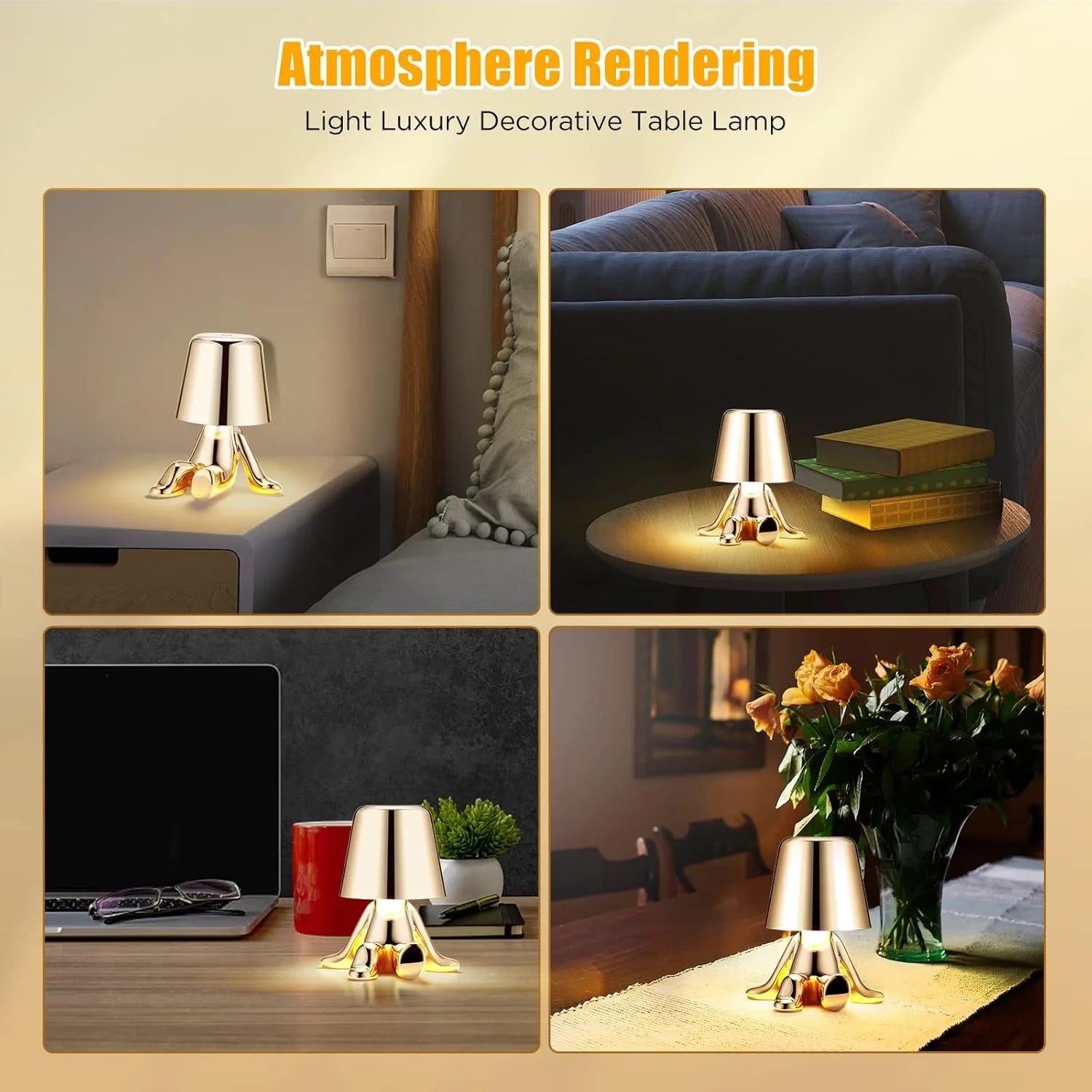 Golden Figurine Touch-Control LED Night Light