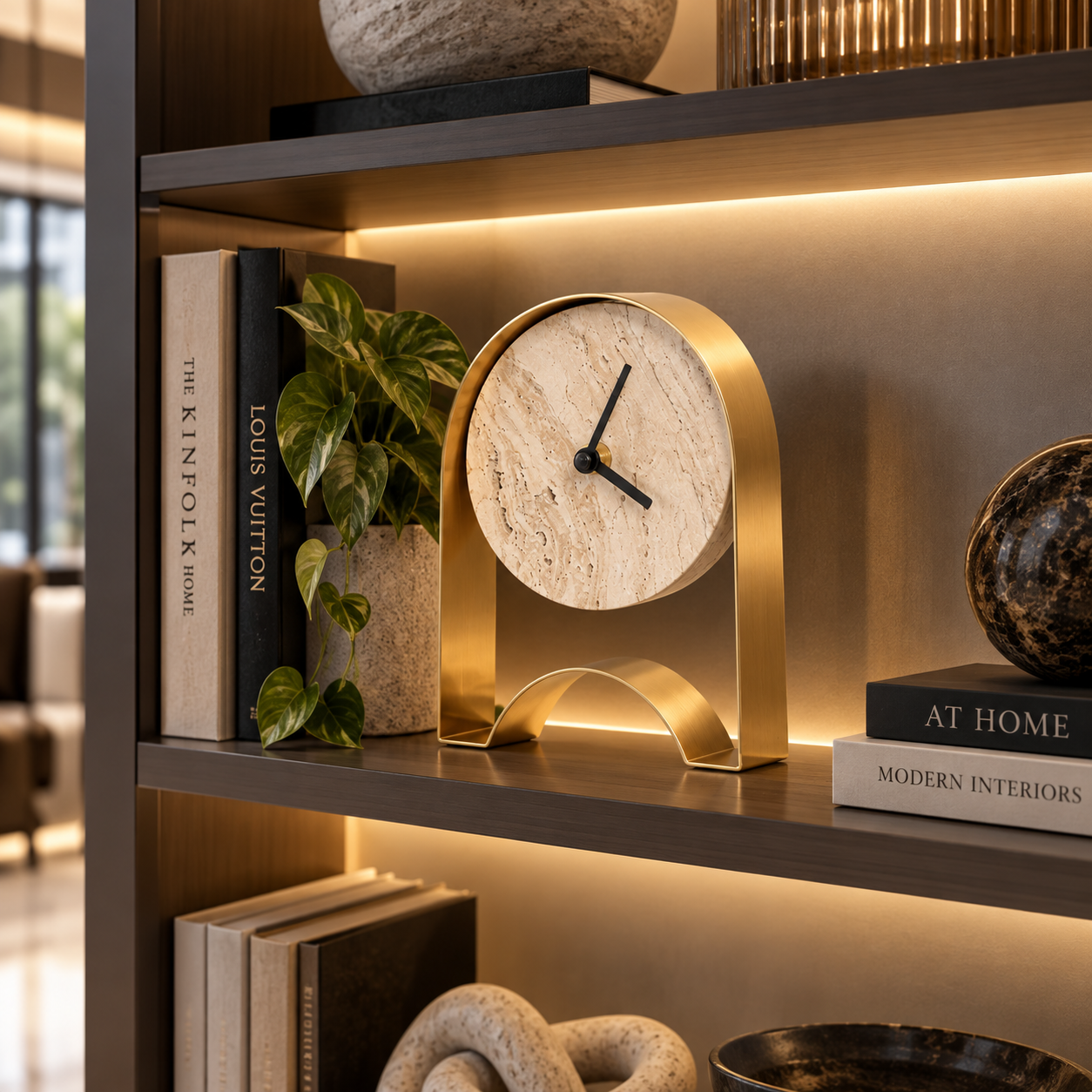 Modern Obsidian Tabletop Clock