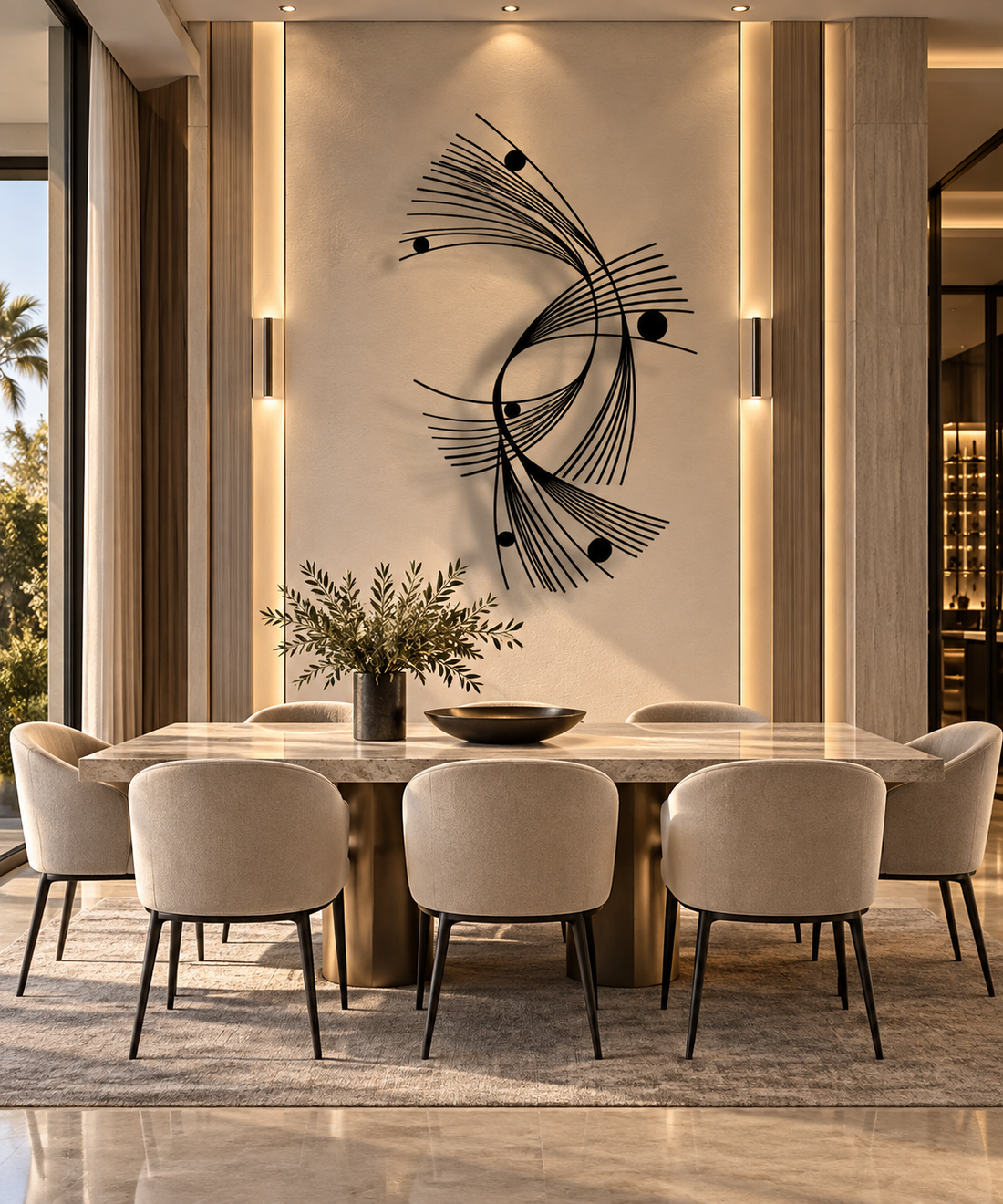 Abstract Geometric Metal Wall Art | Minimalist Linear Sculpture