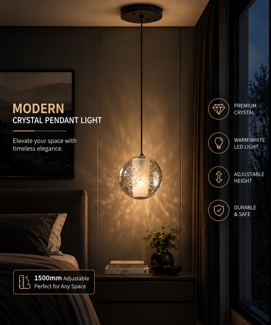 Crystal Ball Spiral Chandelier – LED Staircase & Living Room Ceiling Light