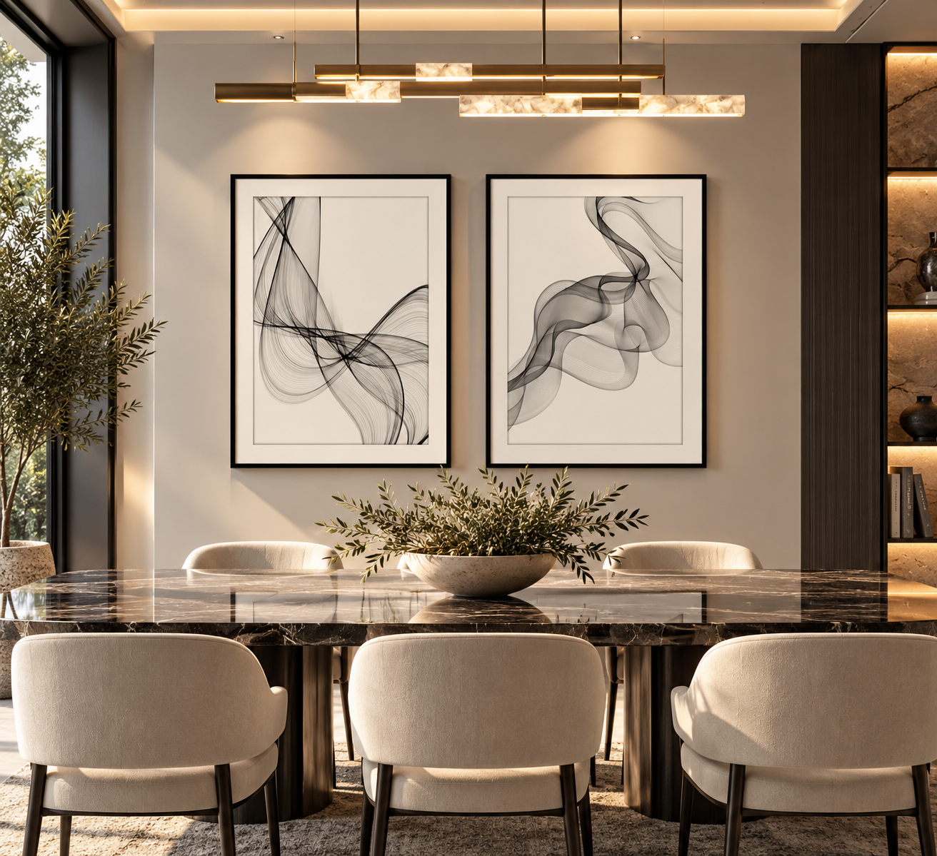 Minimalist Black & White Wavy Lines Canvas Print