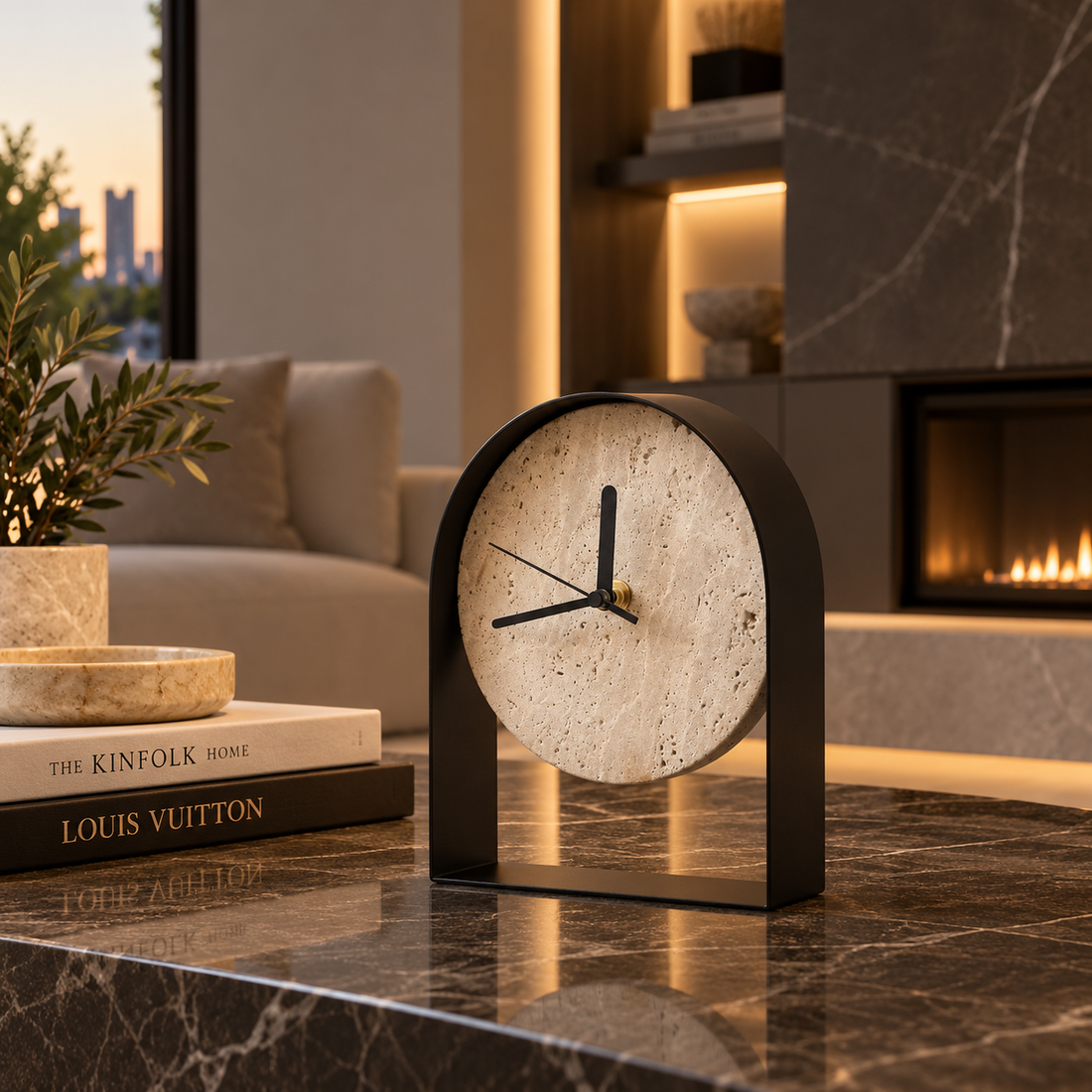 Modern Obsidian Tabletop Clock
