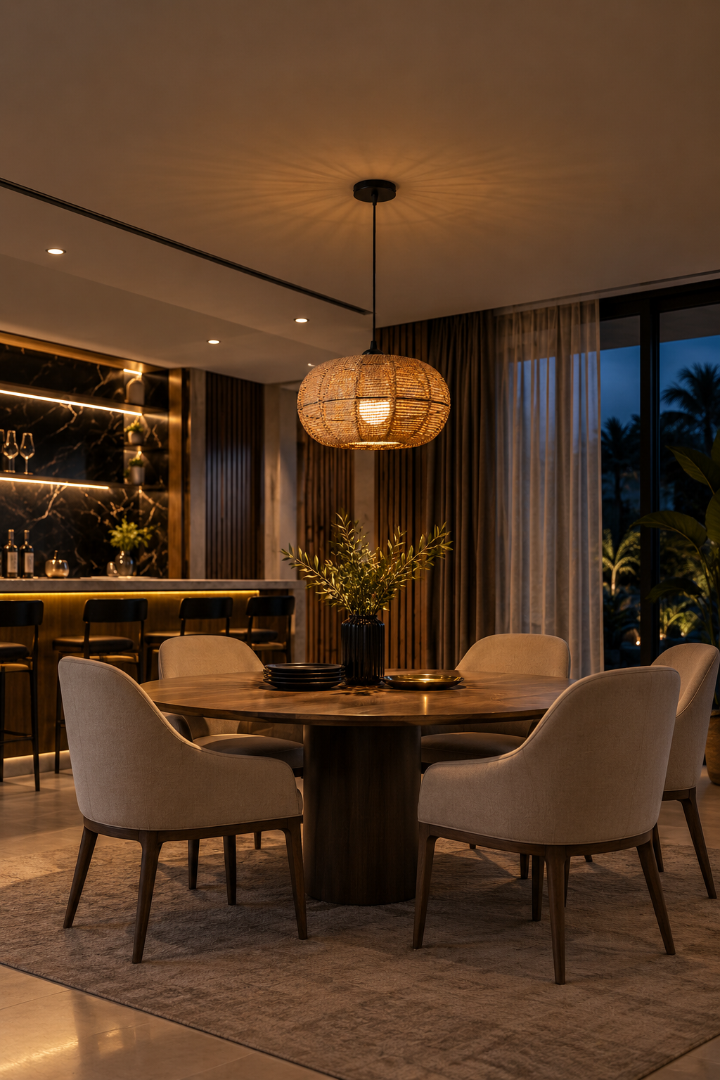 Boho Woven Rattan Pendant Light