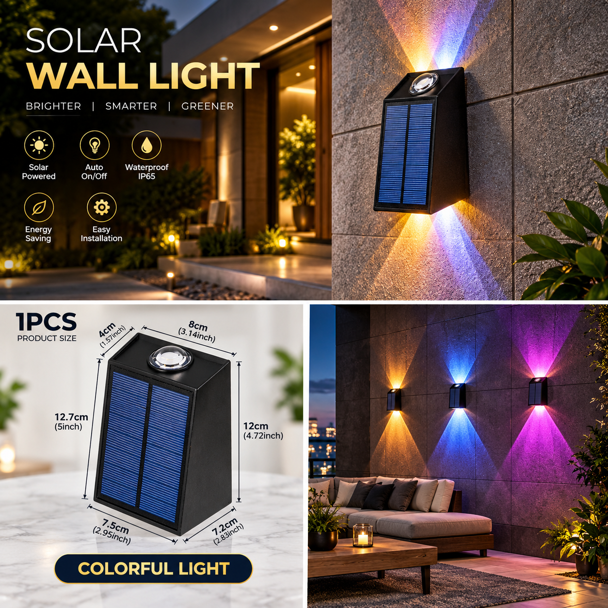 Solar LED Wall Light – IP65 Up & Down Beam